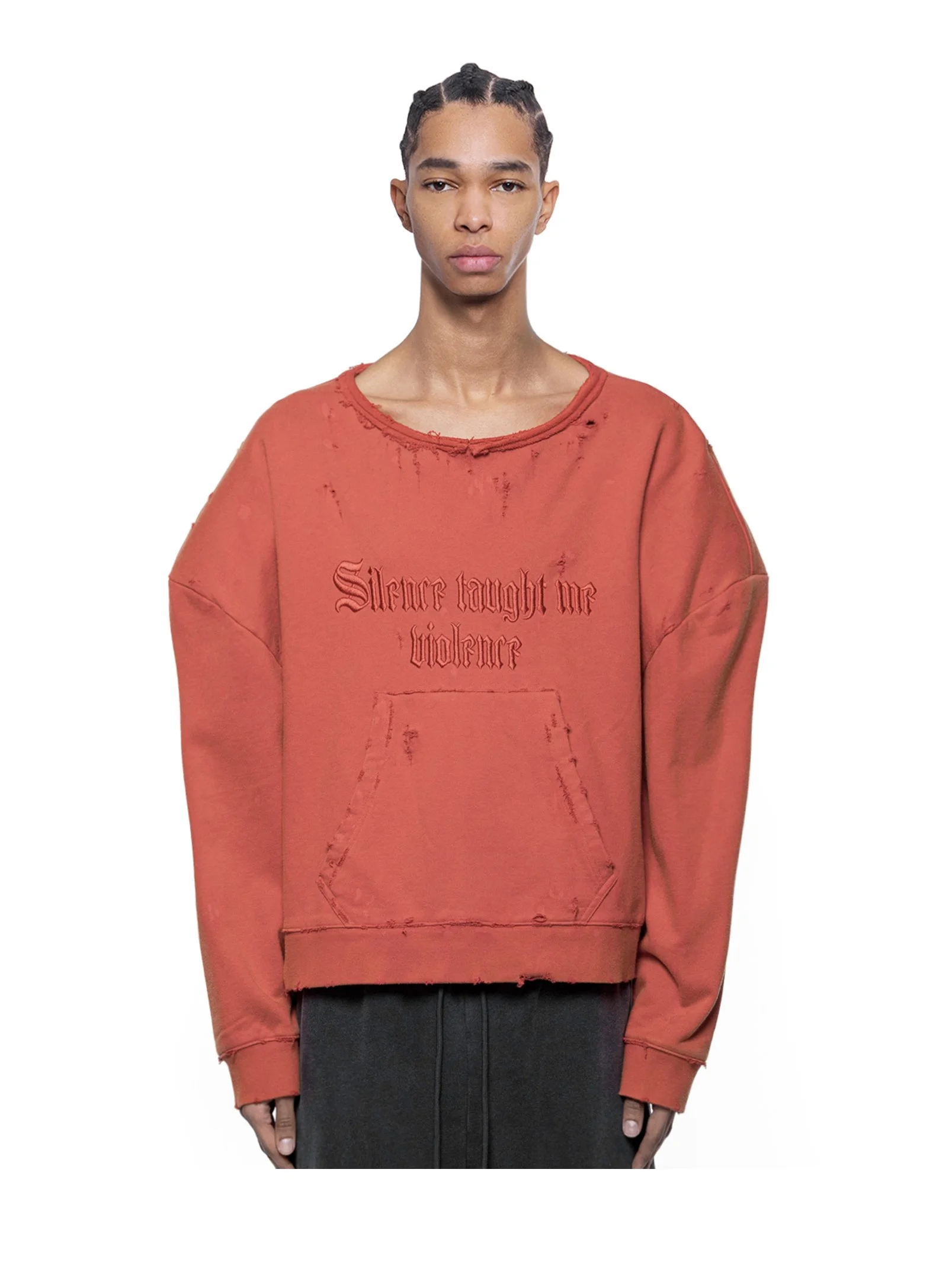 ARNODEFRANCE -  HOODLESS HOODIE 'SILENCE TAUGHT ME VIOLENCE' 01.jpg