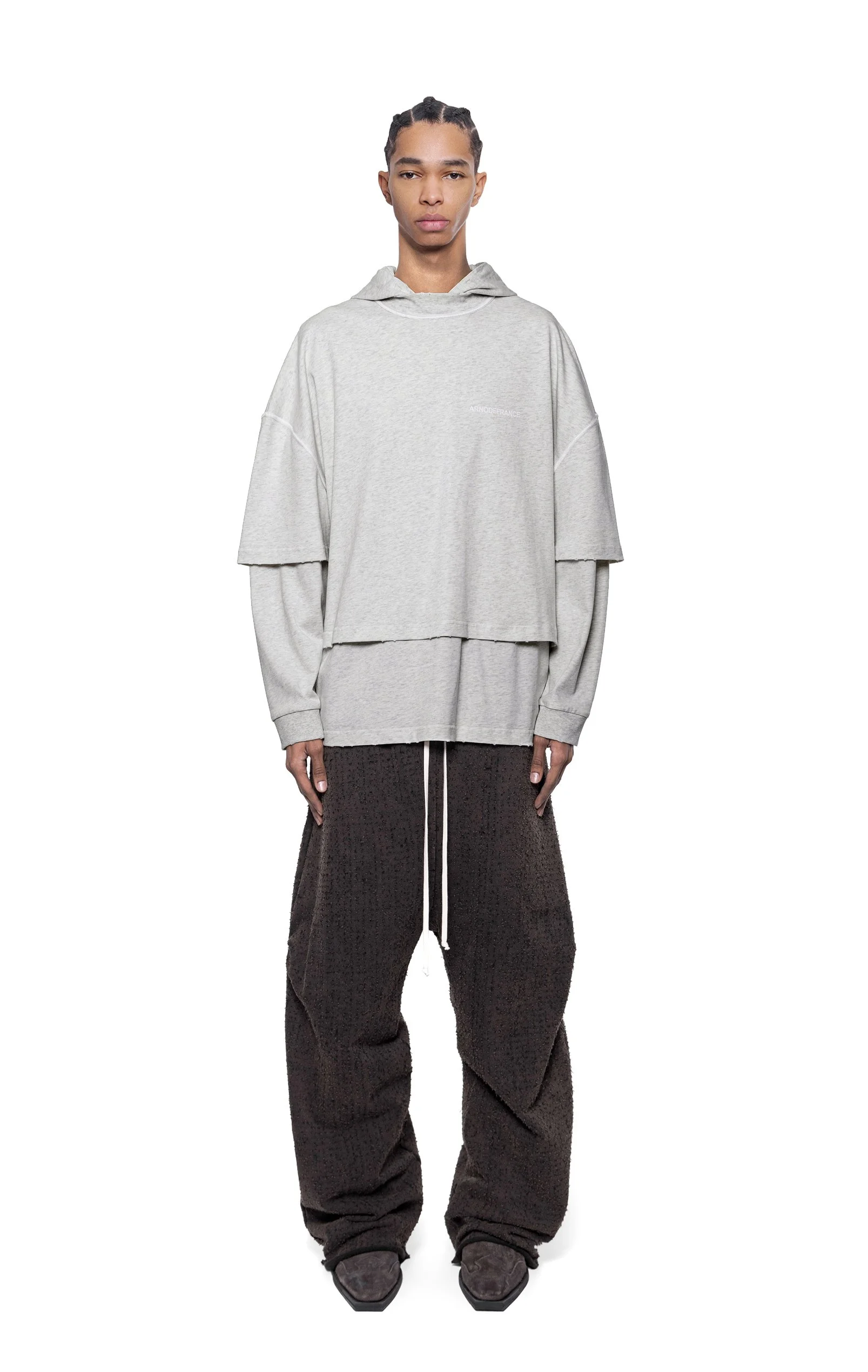 ARNODEFRANCE - HOODED TEE OVERLAPPED HEATHER GREY 02.jpg