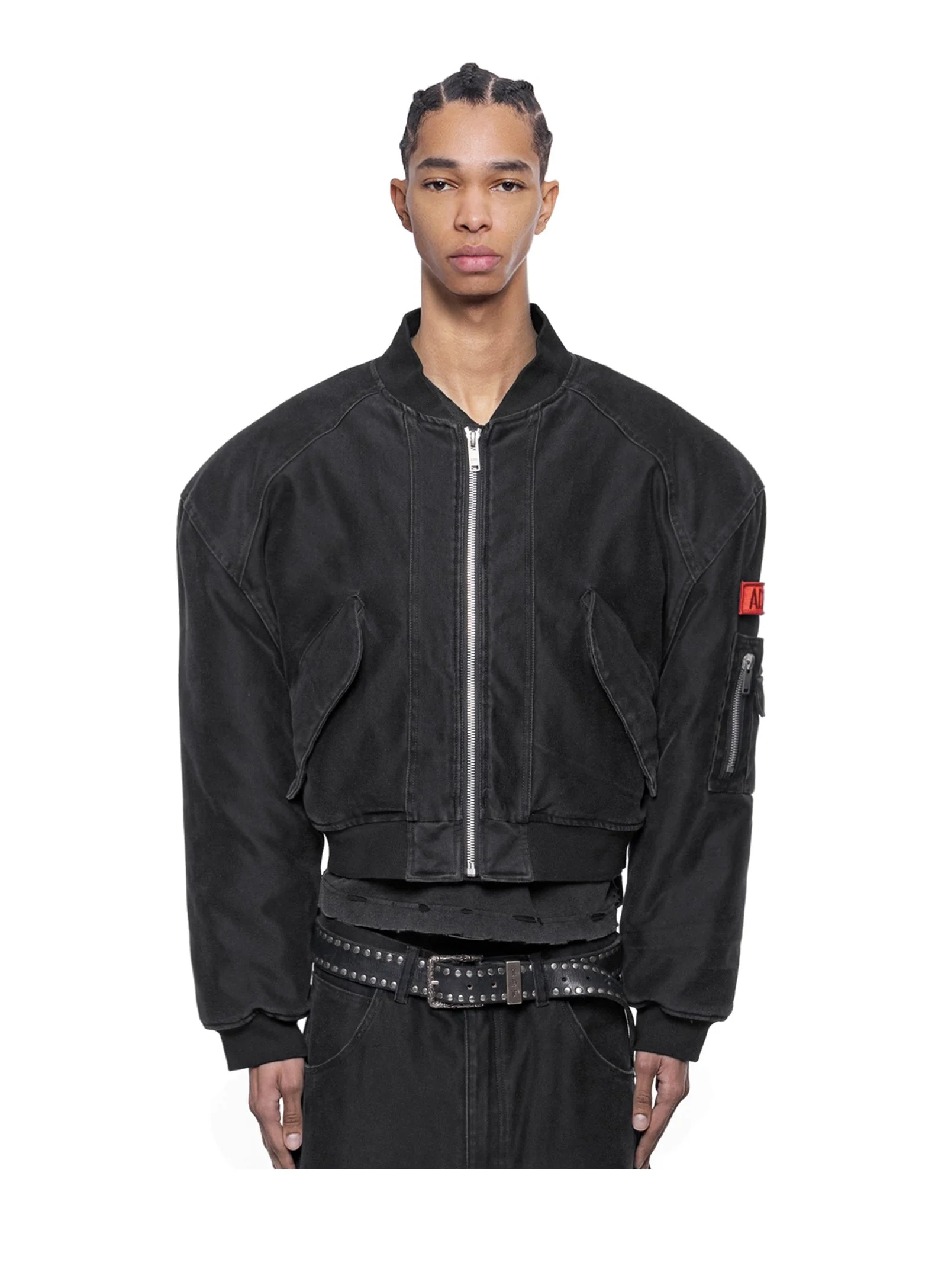 ARNODEFRANCE - RIOT MOLESKIN CROPPED BOMBER JACKET 01.jpg
