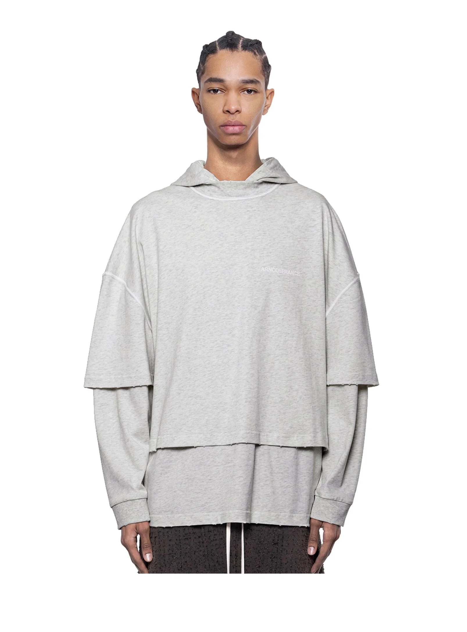 ARNODEFRANCE - HOODED TEE OVERLAPPED HEATHER GREY 01.jpg