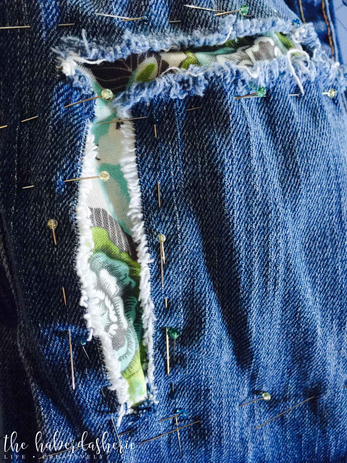 How to: Add a Knee PATCH to Jeans  Hand Sewing Sashiko Embroidery