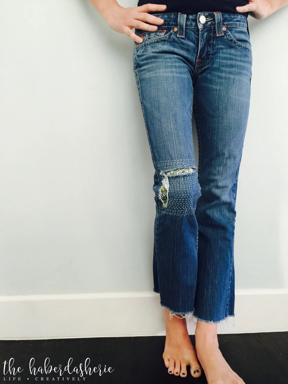 diy sashiko denim patch