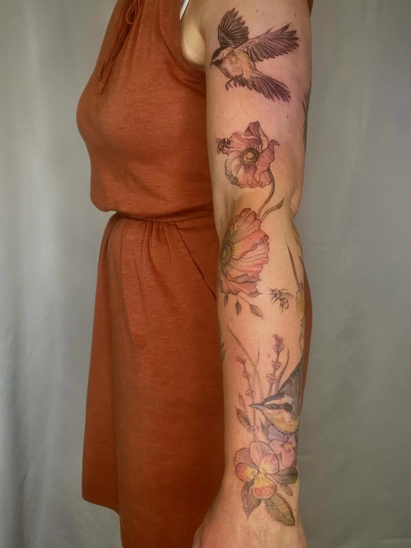 One of my favourite colour pieces to date. The flowers that grow in her garden, and the birds that visit. Thanks J.