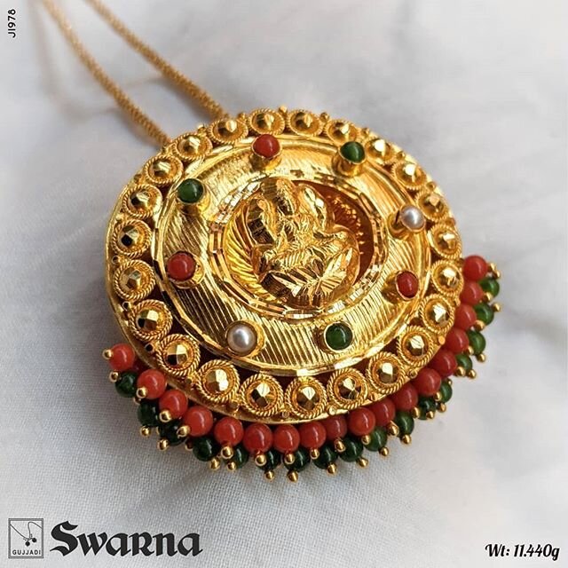 Sidda Lakshmi pendant bottom layered with coral&amp; jade ...