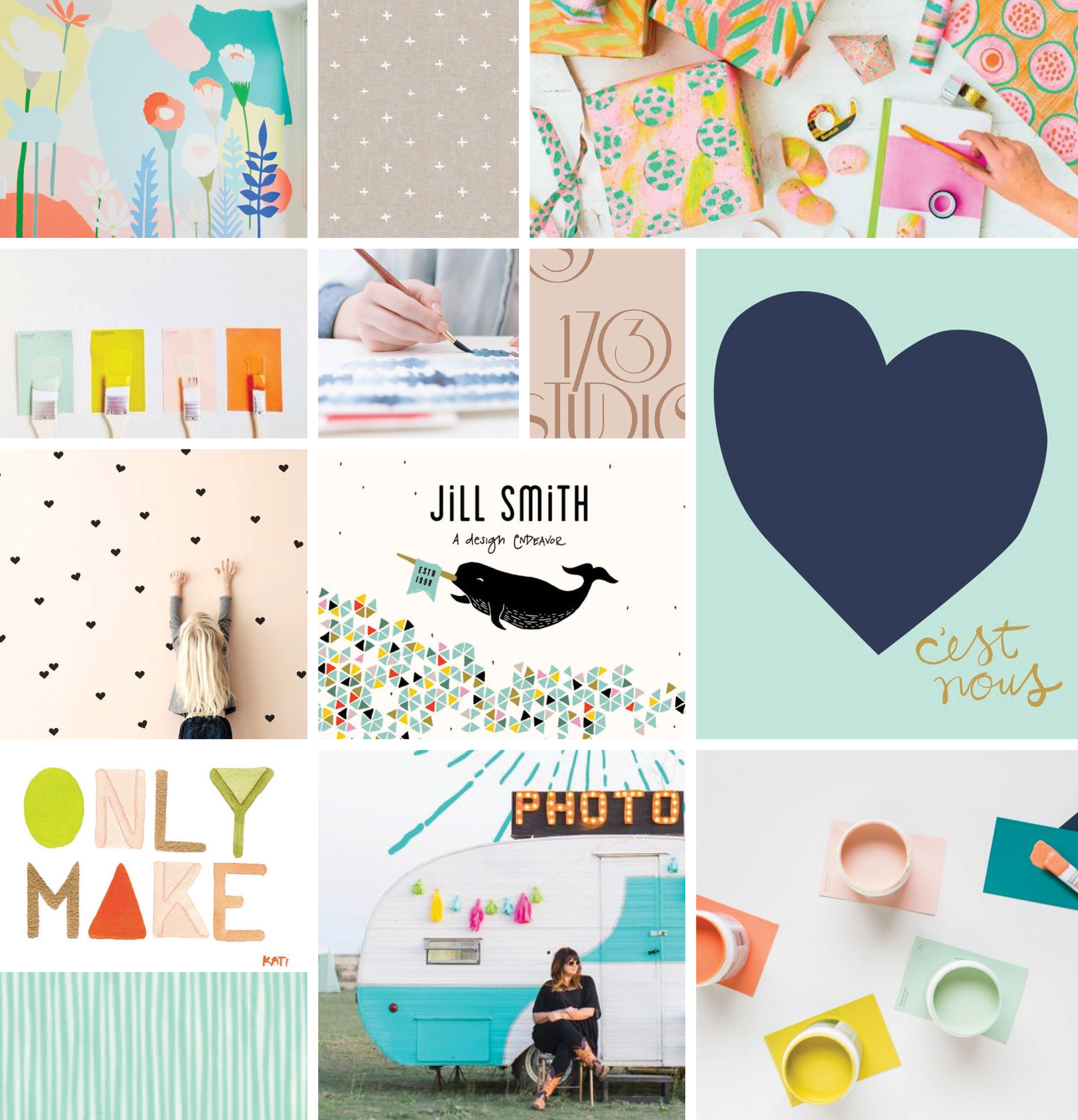 visual brand vibe: creative, whimsical, crafted + playful
