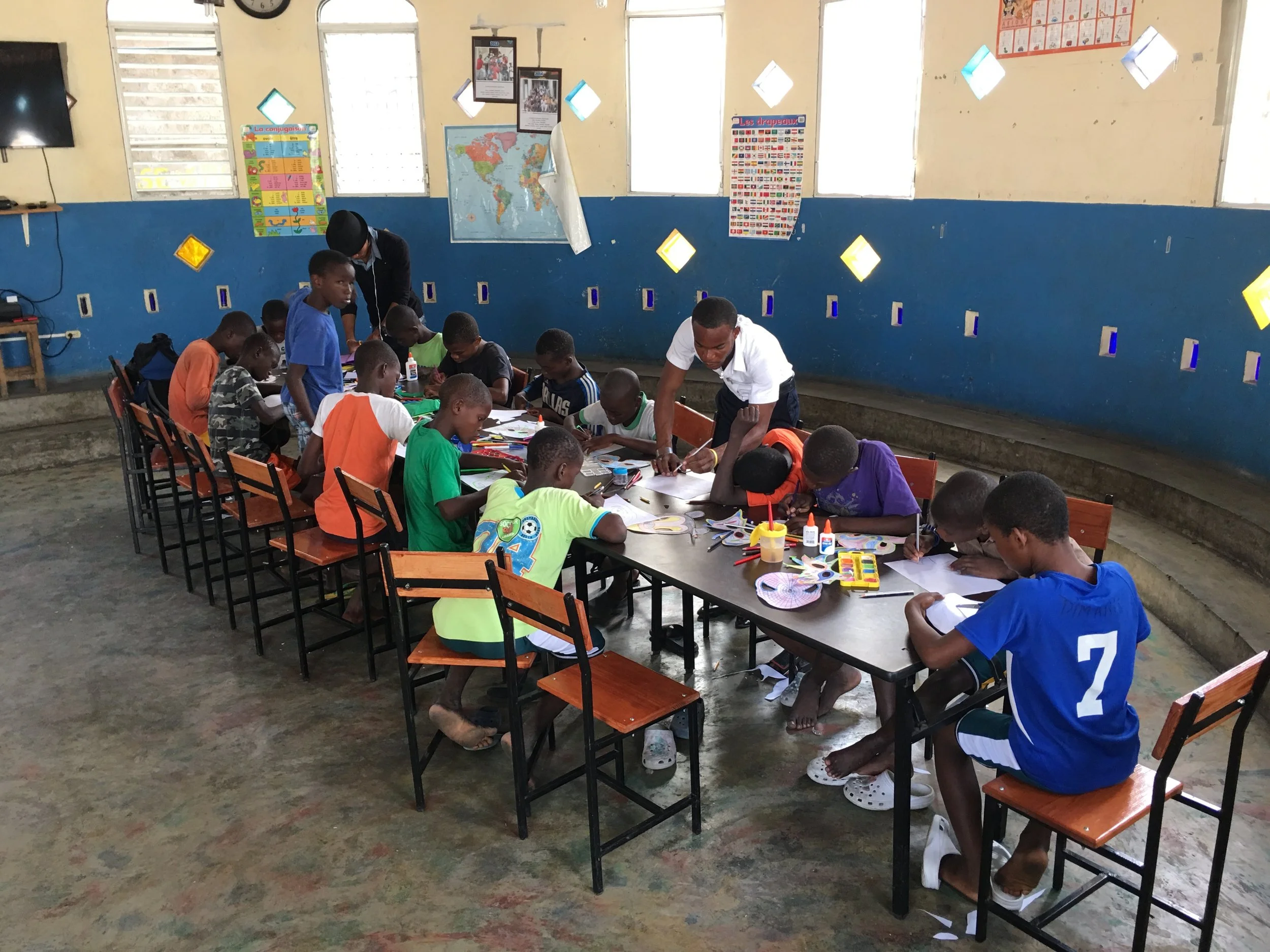 Class in progress, downtown Port-au-Prince at "La Fraternite" Orphanage