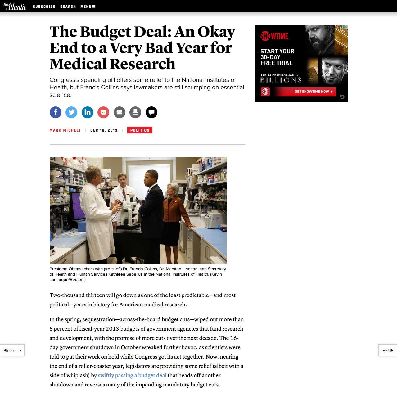 Copy of Copy of Copy of Copy of Copy of Copy of The Atlantic | The Budget Deal: An Okay End to a Very Bad Year for Medical Research