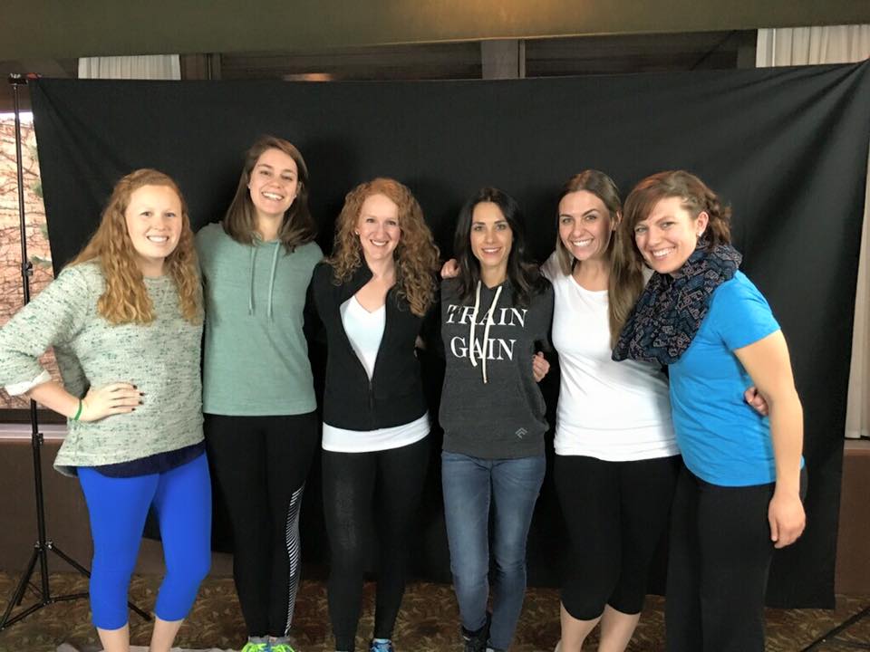 Some amazing coaches on Team Inspire Joy, MY awesome coach Anna in the zip-up, and 21 Day Fix Trainer Autumn Calabrese in the Train Gain hoodie.