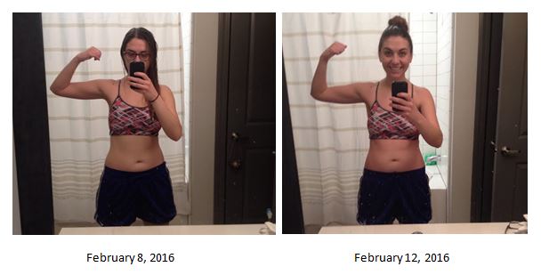 5 days of eating well and exercising 30 minutes. Many more progress photos to come.
