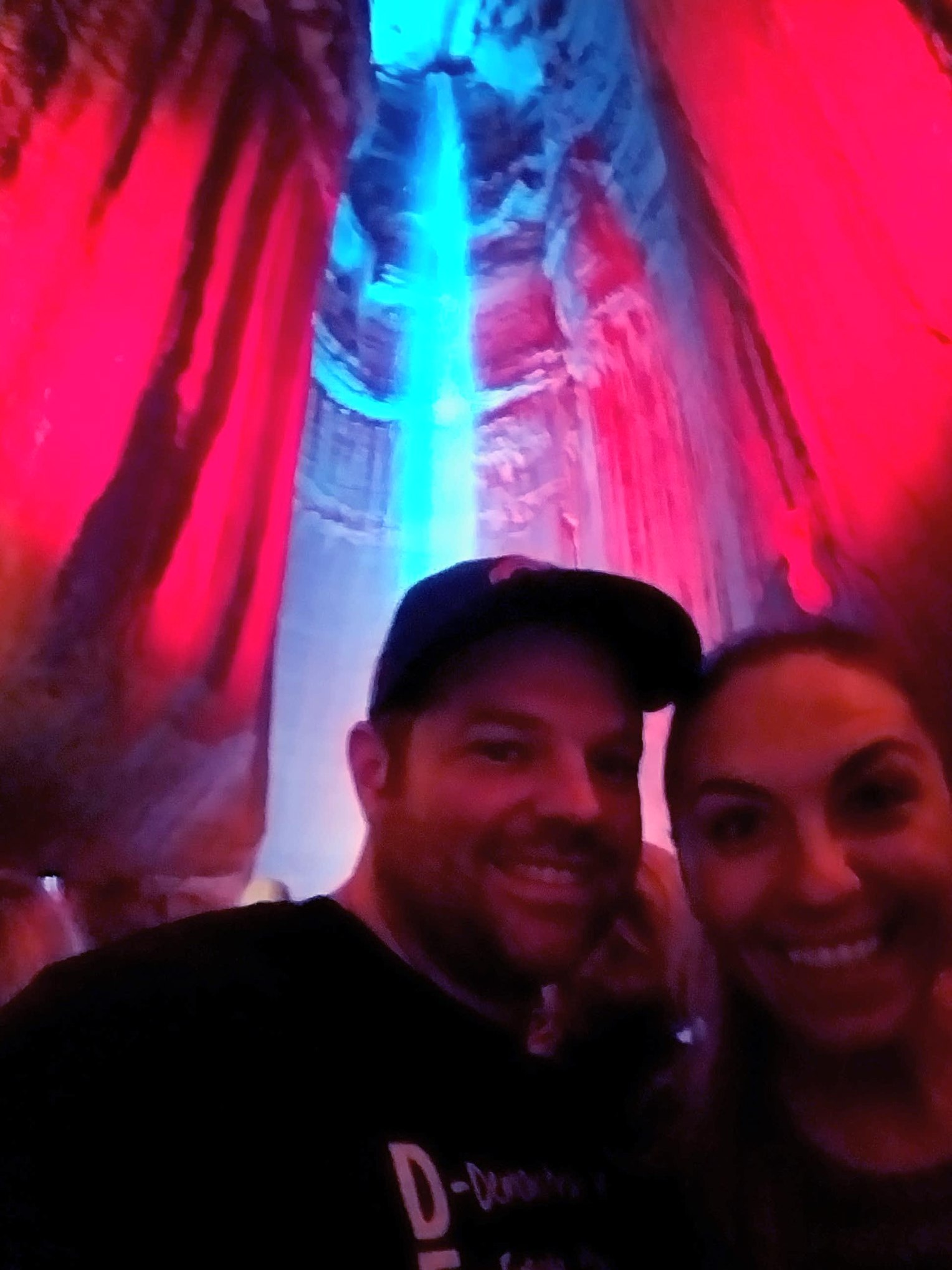 A little blurry... us at the Ruby Falls!