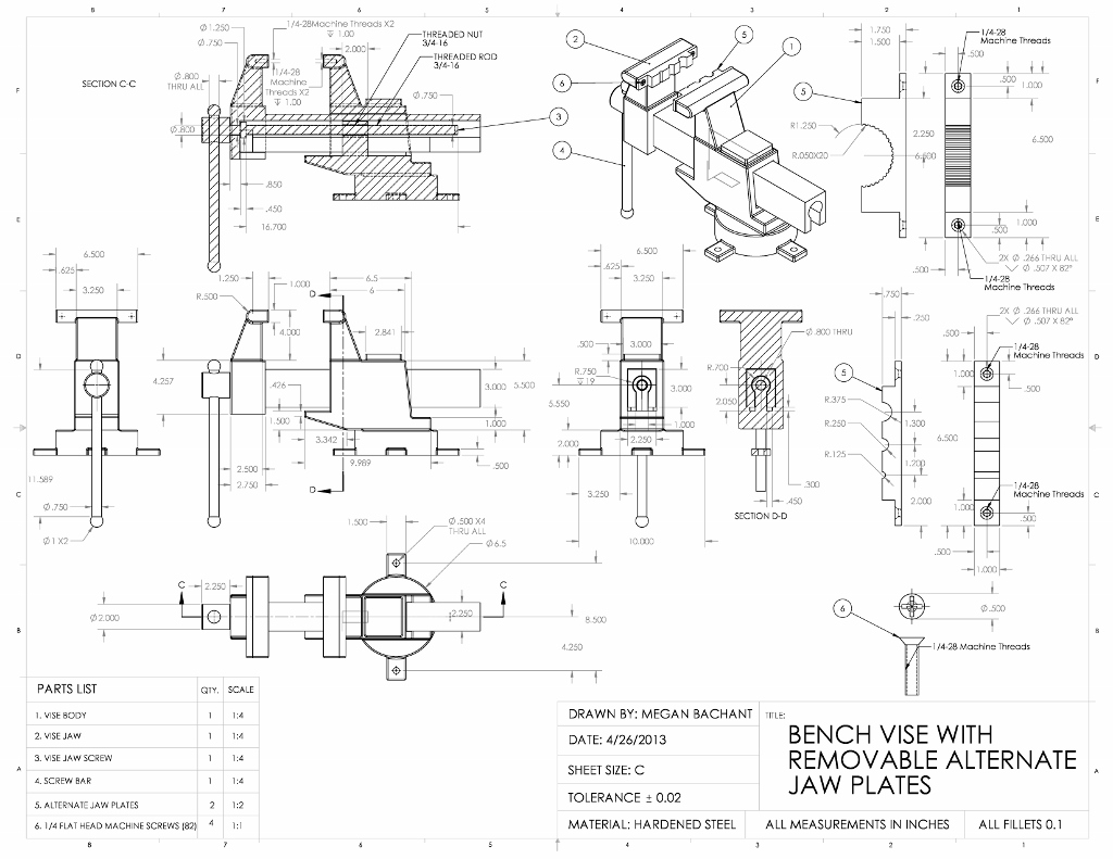 Bench Vice Assembly Drawing
