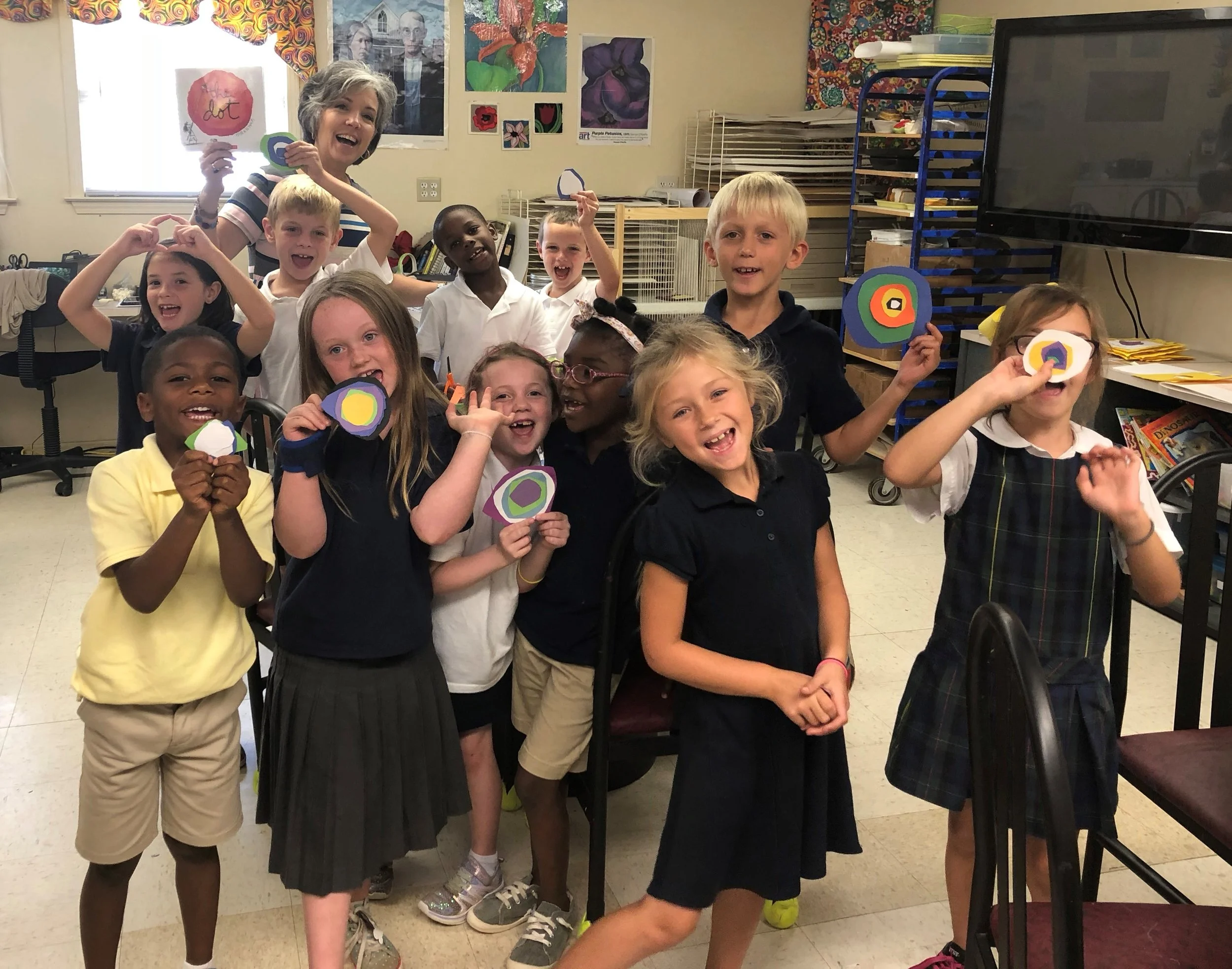1st graders with dots.jpg