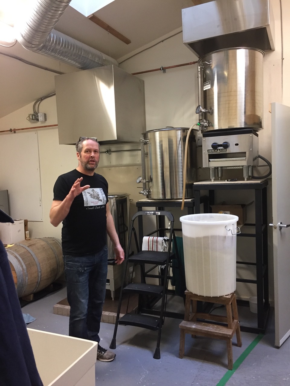  Brewer Michael Garratt's gravity fed brew house 