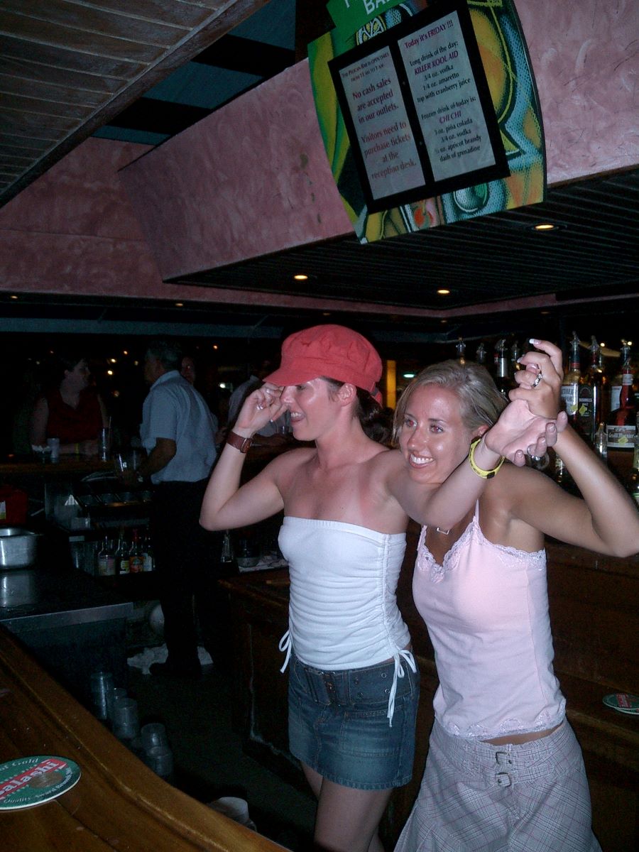 Aimee and Sarah running the bar