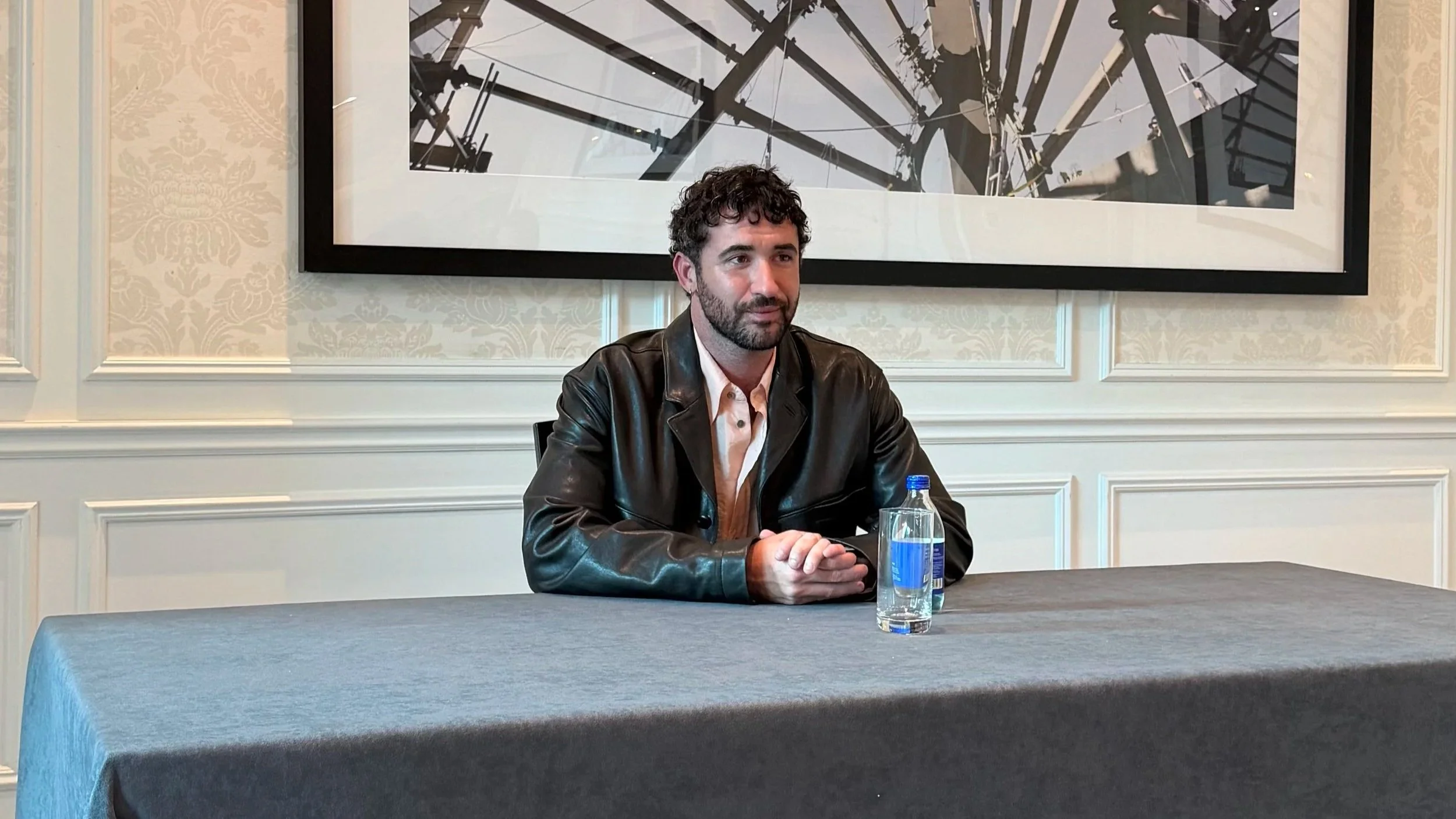 Filmmaker Jordan Firstman addresses journalists at a private press conference for his movie Club Kid at Toronto International Film Festival