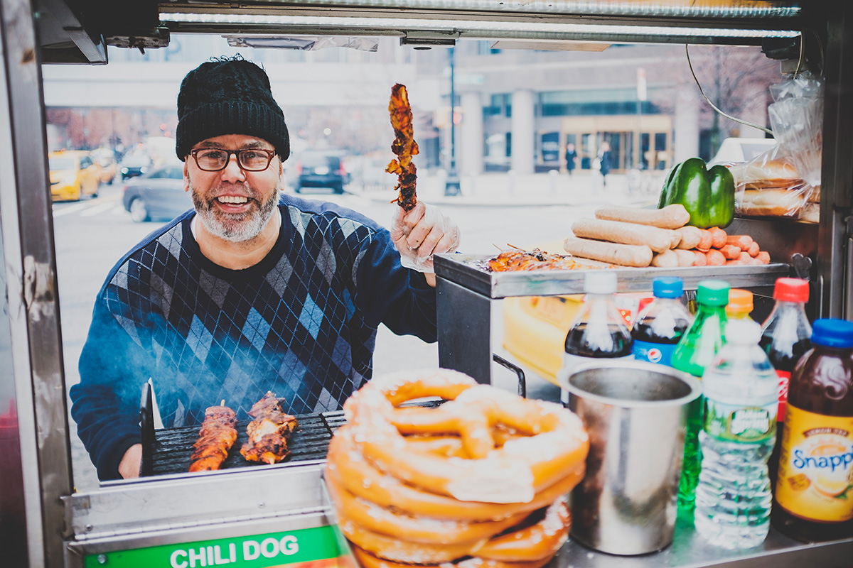 10$ for a Chicken Gyro? No wonder he is smiling!