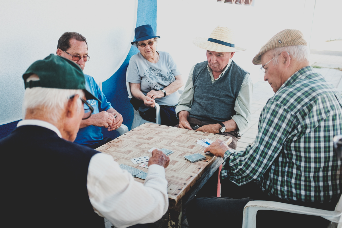 Local playing Bisca. A traditional Portuguese card game.