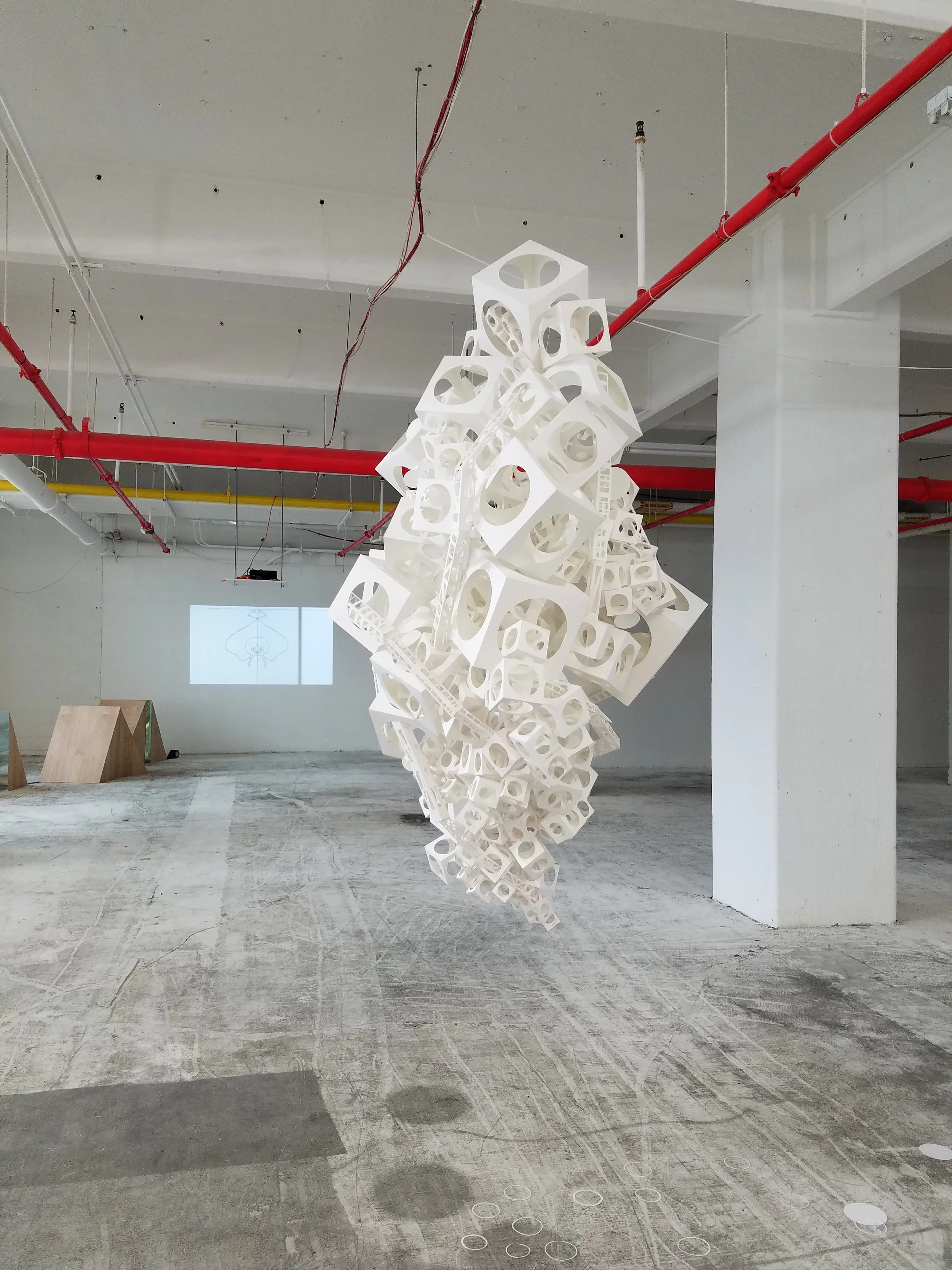 Cells: Bramble Graphite, paper, monofilament, mirror, plastic, glue 2016–2017 60" × 48" × 36" Stephanie Beck