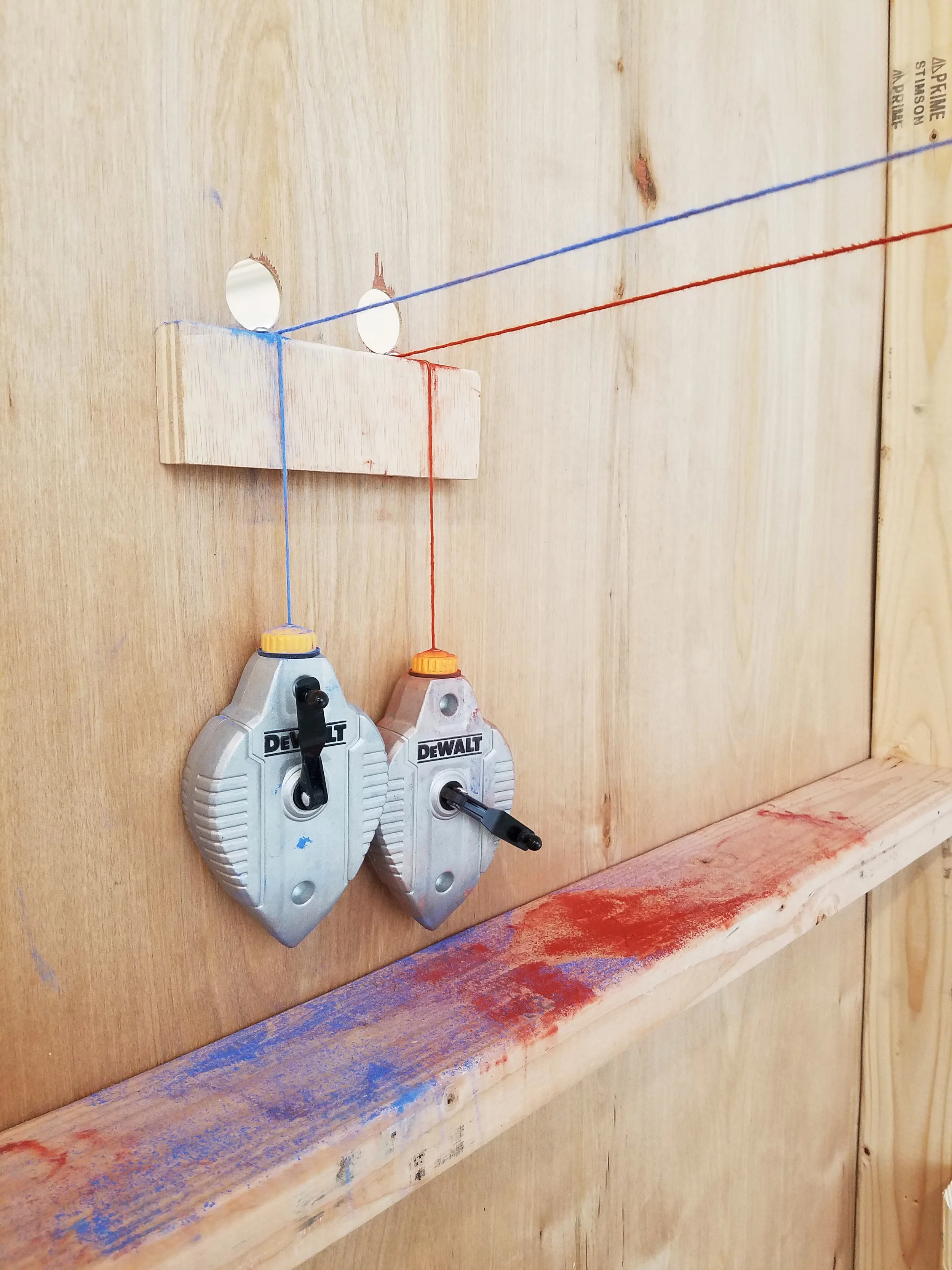 Parallax 8: After Wells 2×4s, plywood, paint, chalk line 2017 96" × 48" × 24" Derek Frankhouser