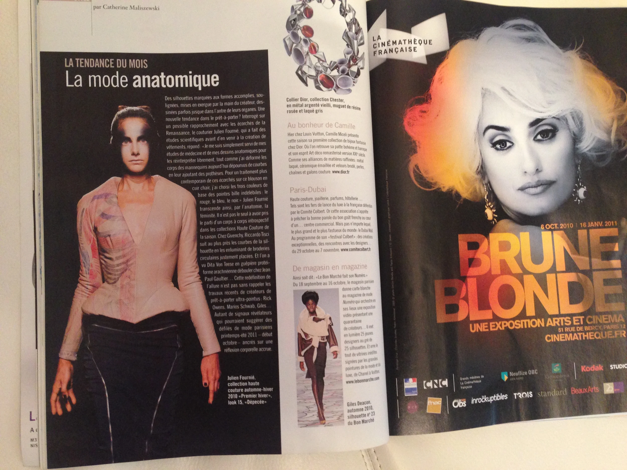 Beaux Arts magazine October 2010 . Jean-Luc Sanhes's contribution to Julien Fournié's haute couture show in Paris