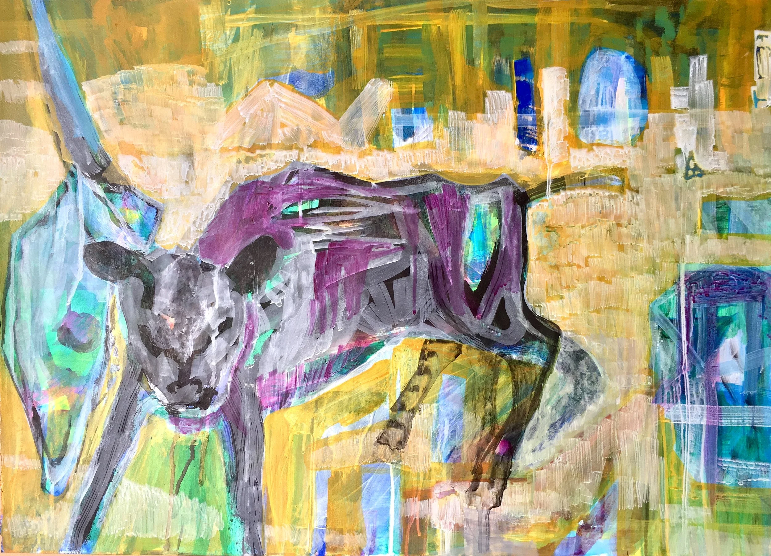Skull and veal in a yellow field