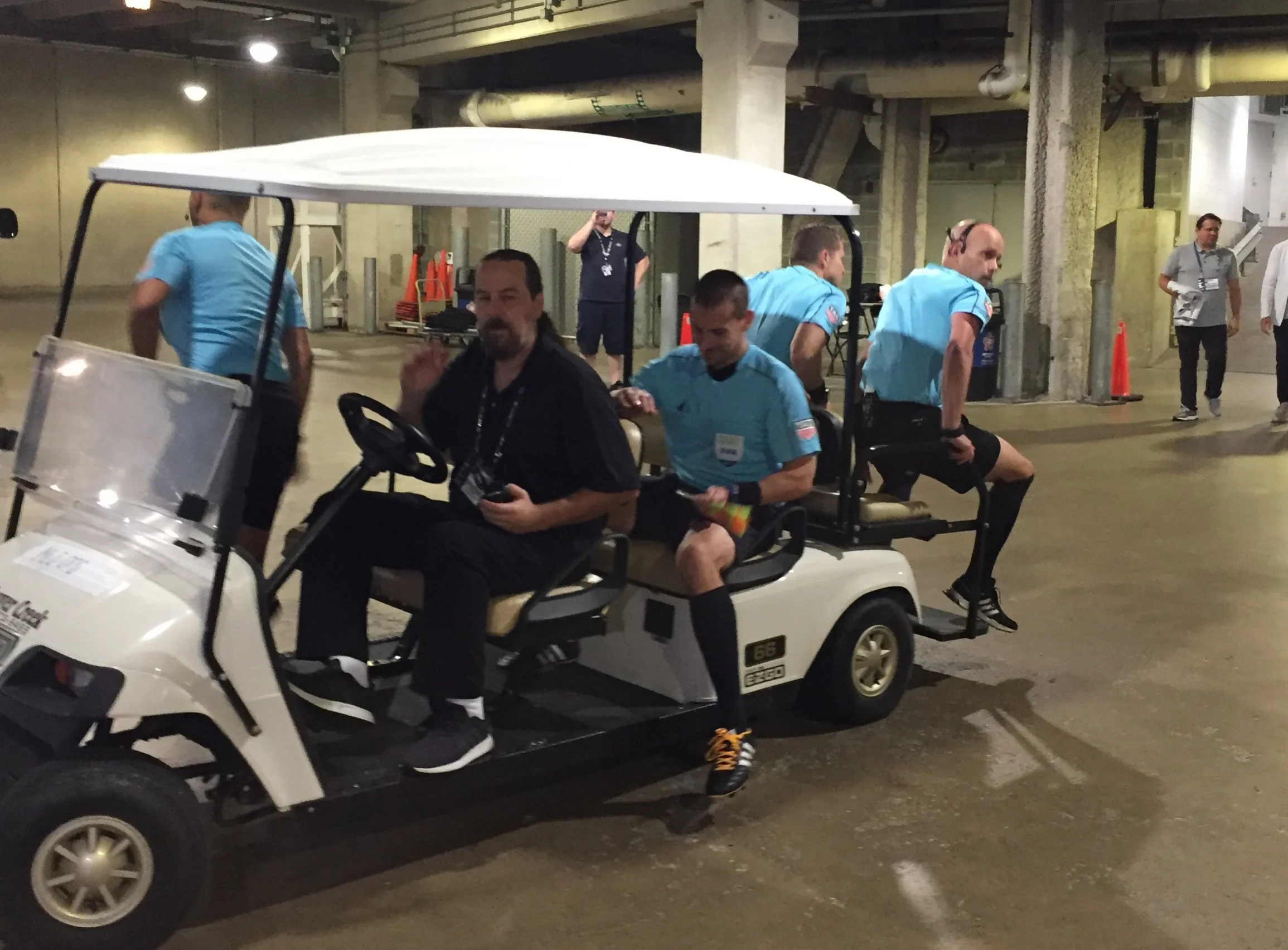 All Star glamour. The All-Star crew get a ride from their locker room to the location of the walk-out at Soldier Field.