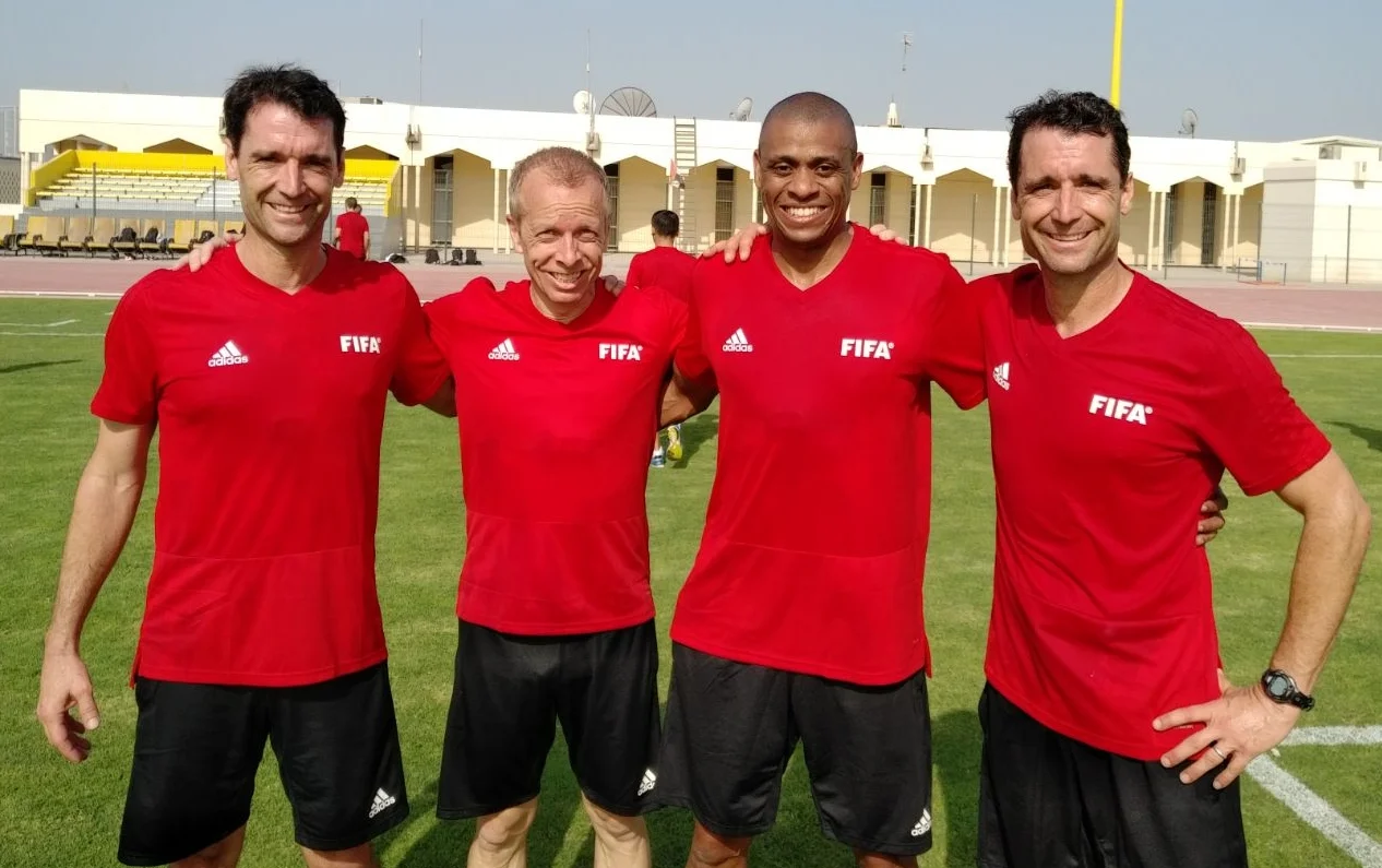 Ian Anderson, Corey Rockwell, Joe Fletcher and Frank Anderson after passing the fitness test at the Pre World Cup Referee Seminar this month. 