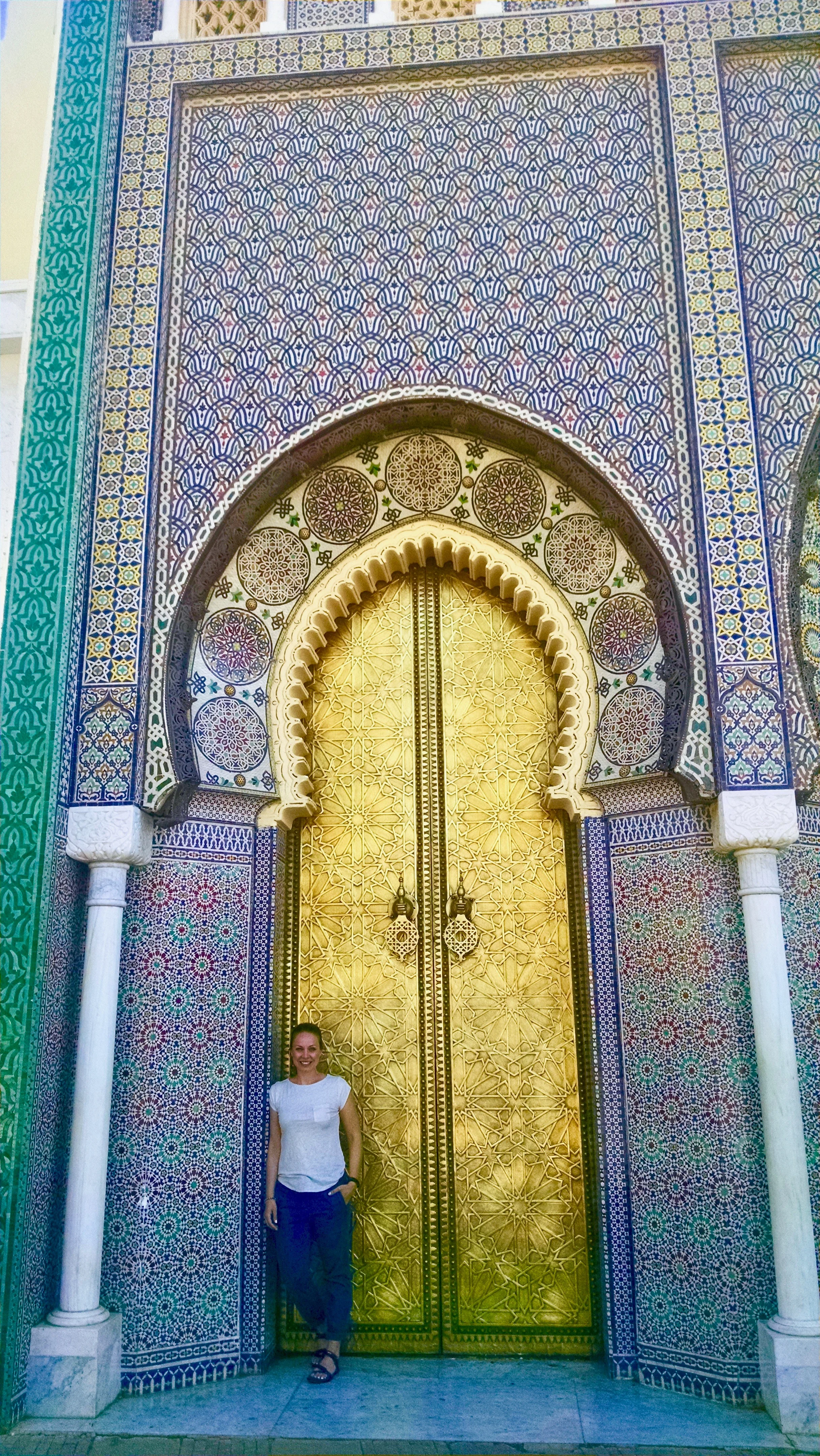 The famous gold doors of the royal palace in Fes, Morocco.