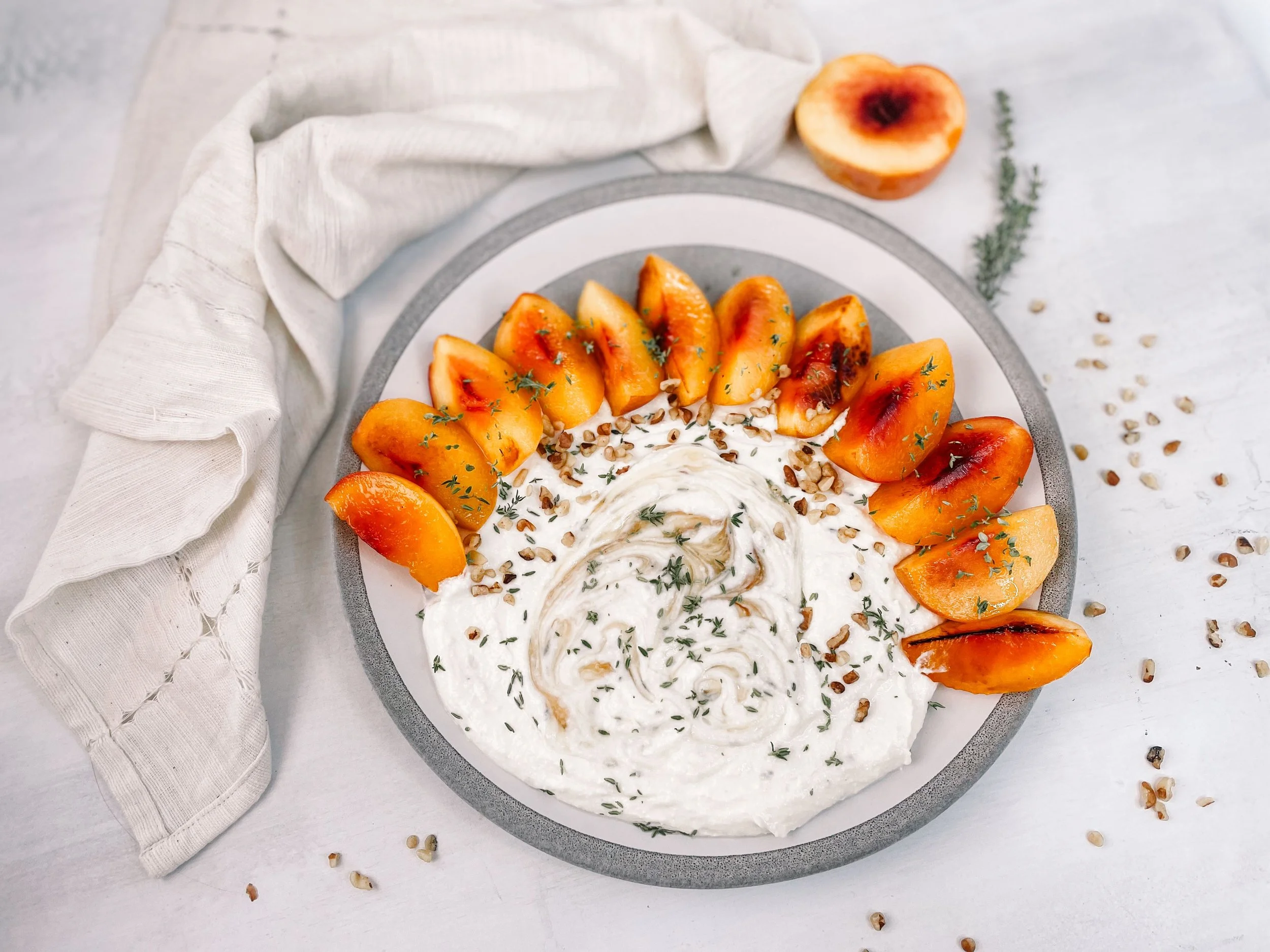 Whipped Ricotta with Peaches & Herbs