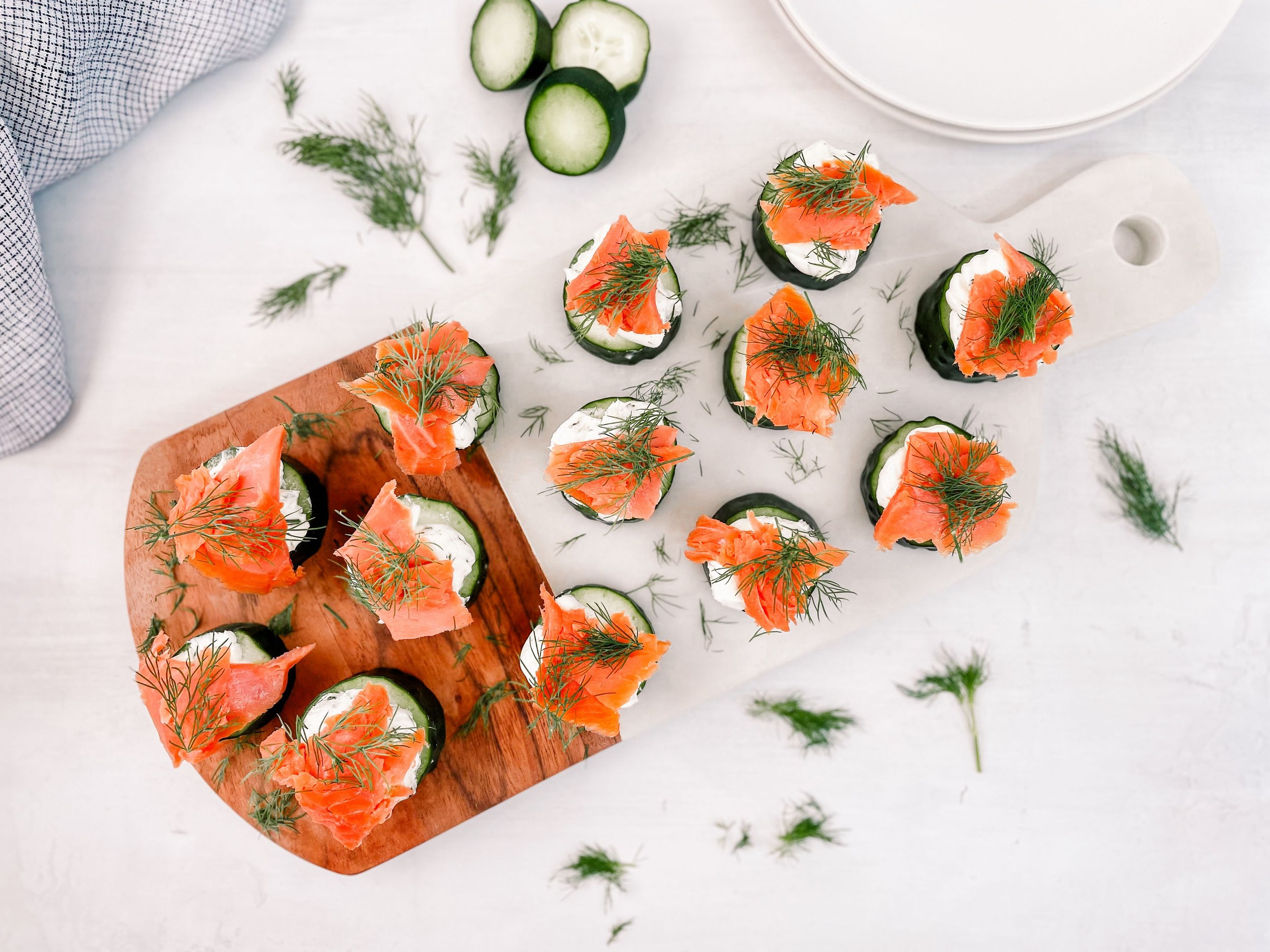 Whipped Cream Cheese & Cucumber Salmon Bites