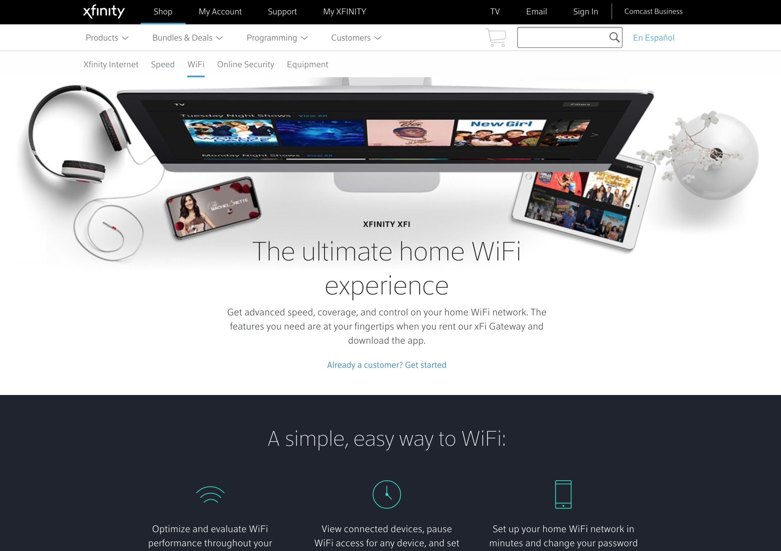 Xfinity xFi product as presented in web shopping experience