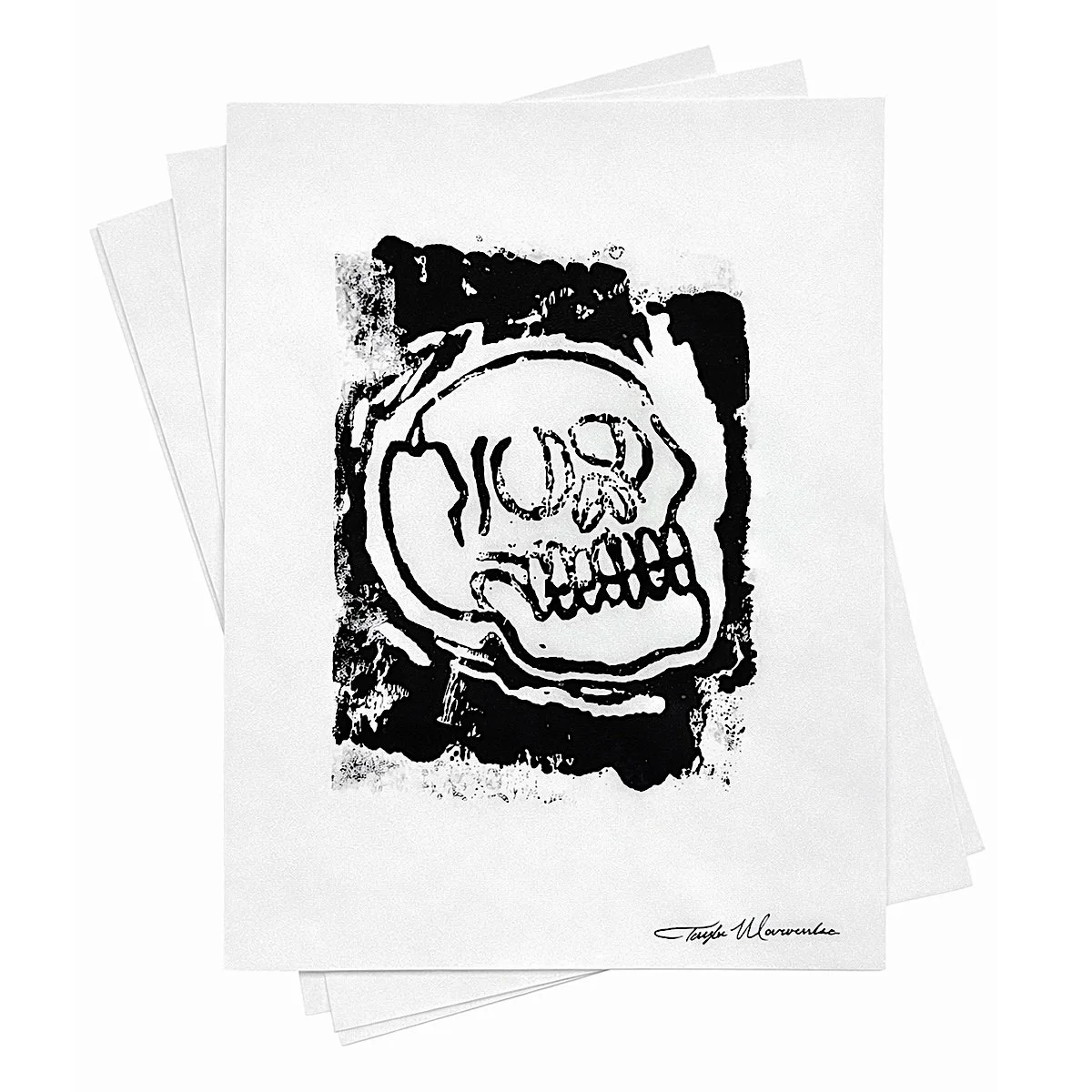 Skull #1 - Linocut Print