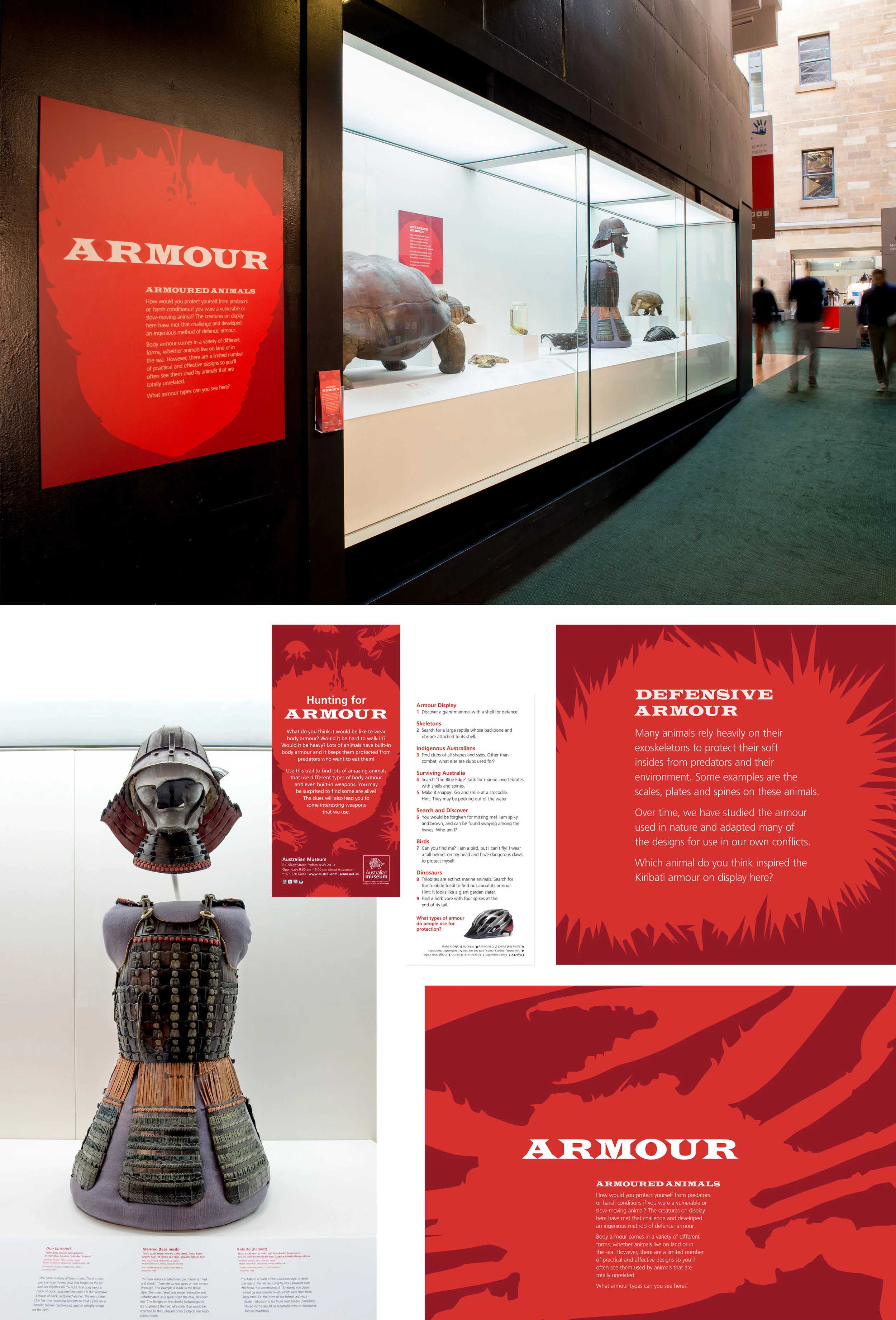 client Australian Museum project Armour exhibition | hallway display and educational collateral