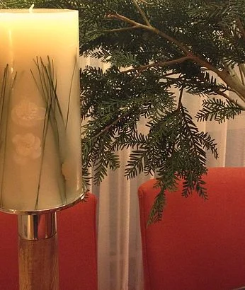 Detail of a Christmas table created by Portia for a client's home. 