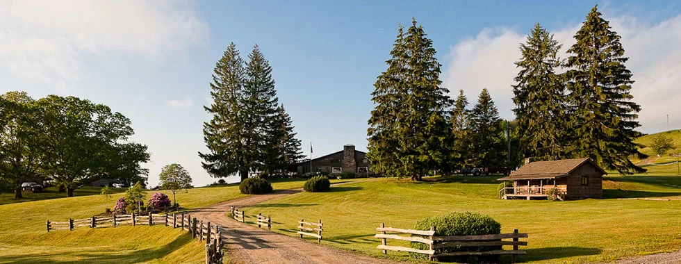 Visitors can stay in the Main Ranch House (background), the Silverbell Lodge, or in private cabins. 
