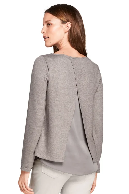 Lands' End Split Back Top in Dark Alpaca Heather