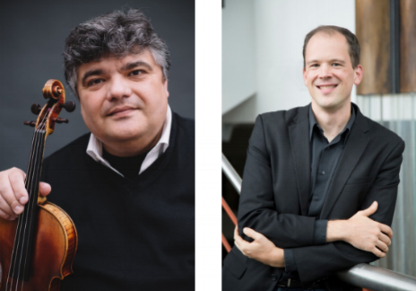 Concert master Calin Lupanu (left) and principal tuba Aubrey Foard are among the Charlotte Symphony Orchestra musicians performing May 11-12.