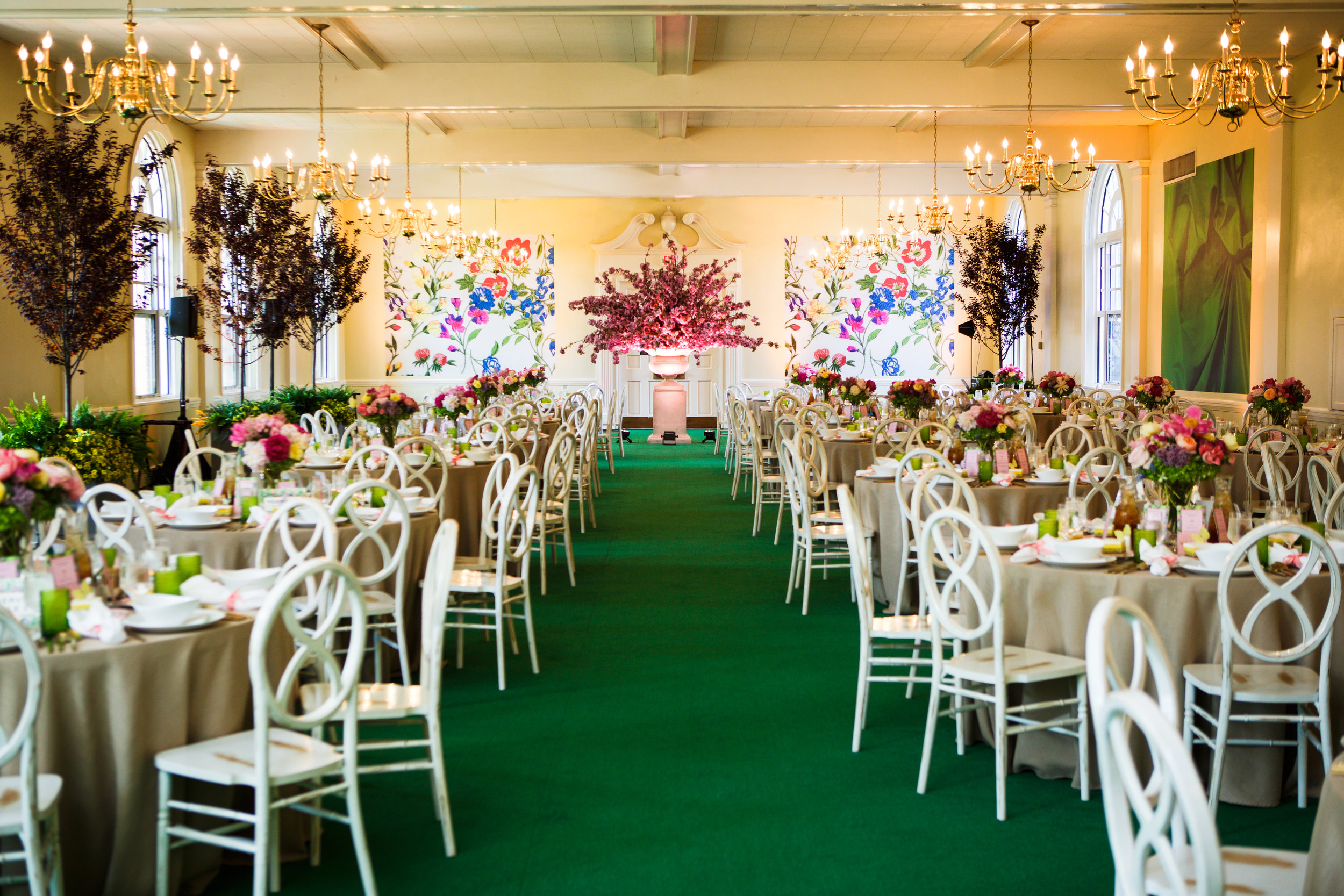  Catherine M. Austin Designs and Todd Murphy Events transformed the space into a spring garden inspired by fashion designer Oscar de la Renta.  