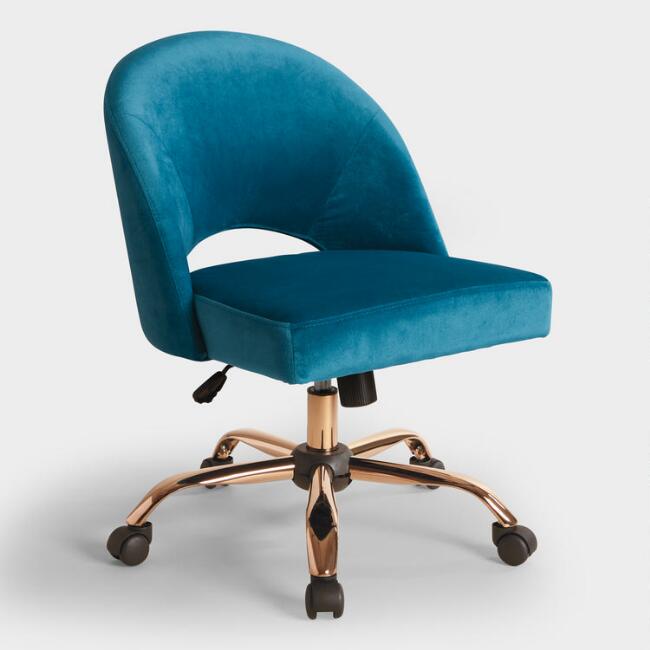  Blue Velvet Cosmo Upholstered Office Chair, $219.99. World Market 