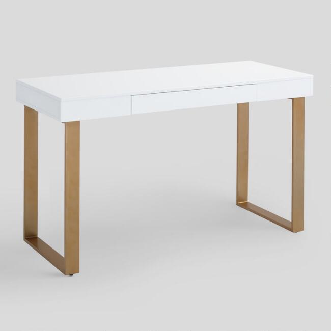  White And Gold Lynn Desk, $349.99. World Market 