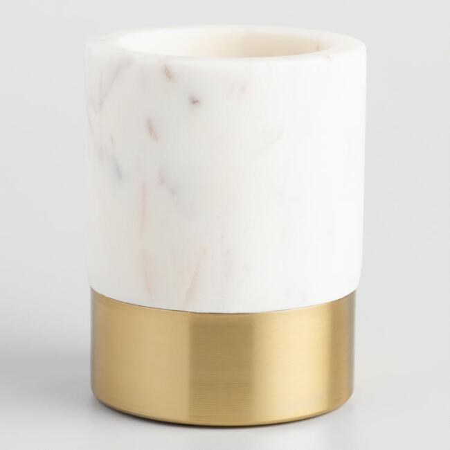  Marble And Gold Metal Maxwell Pencil Cup, $19.99. World Market 