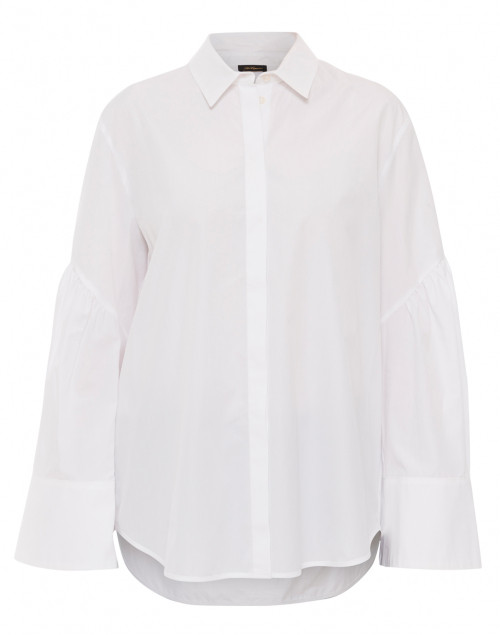   A crisp white button-down that looks great tucked or untucked.  Les Copains White Button Down Poplin Shirt, $465. 