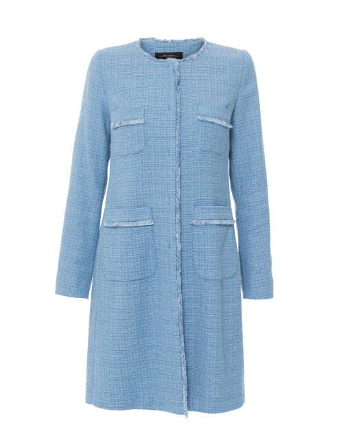   A two-piece tweed set that works beautifully on its own or when paired with other pieces.  Max Mara Ottico Sky Blue Tweed Coat, $575. 