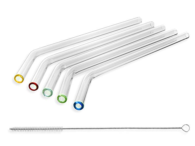  StrawGrace glass straws are handmade, break-resistant, dishwasher-safe and come with a cleaning brush. $13.57 for a set of 5.   amazon  . 