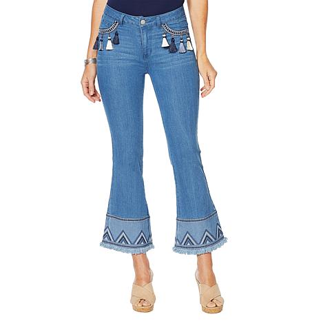  Tassel Embroidered Flair Jean in Chambray, $86.50. Also available in Indigo.  