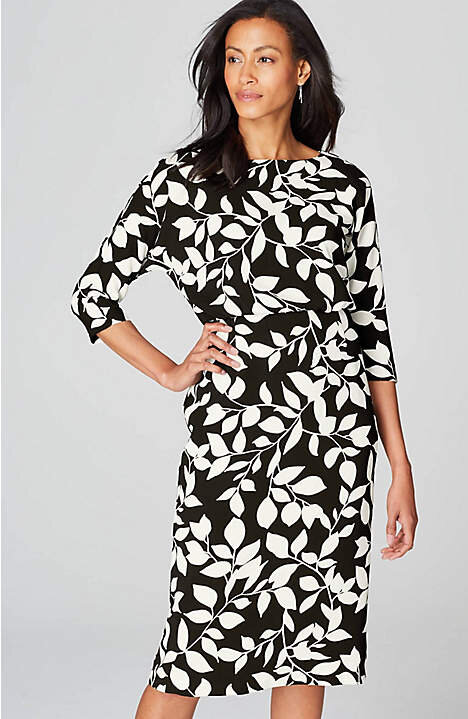  Black and White Leaf Print Dress, $149. 