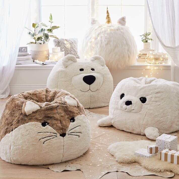   CRITTER BEAN BAG CHAIR: This beanbag is a playful place to plop with its supersoft design and cute critter details. $179-$308. pbteen.com.  