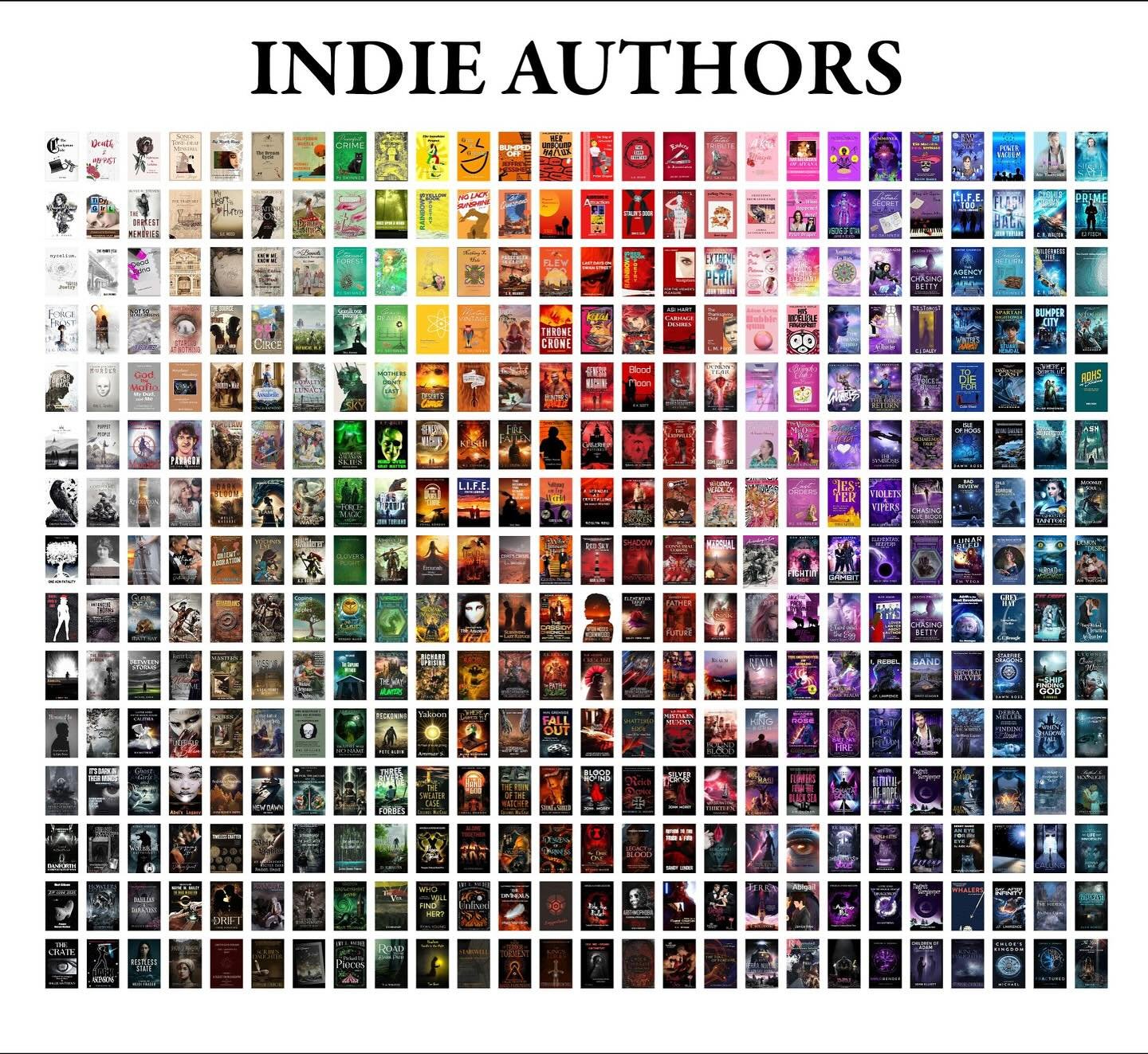 Check this out! @jflwrites recently put out a call for indie author book covers in all colors and put together this epic gradient collage! It was awesome to see the progression images and watch the whole thing come together. If you look closely, you&
