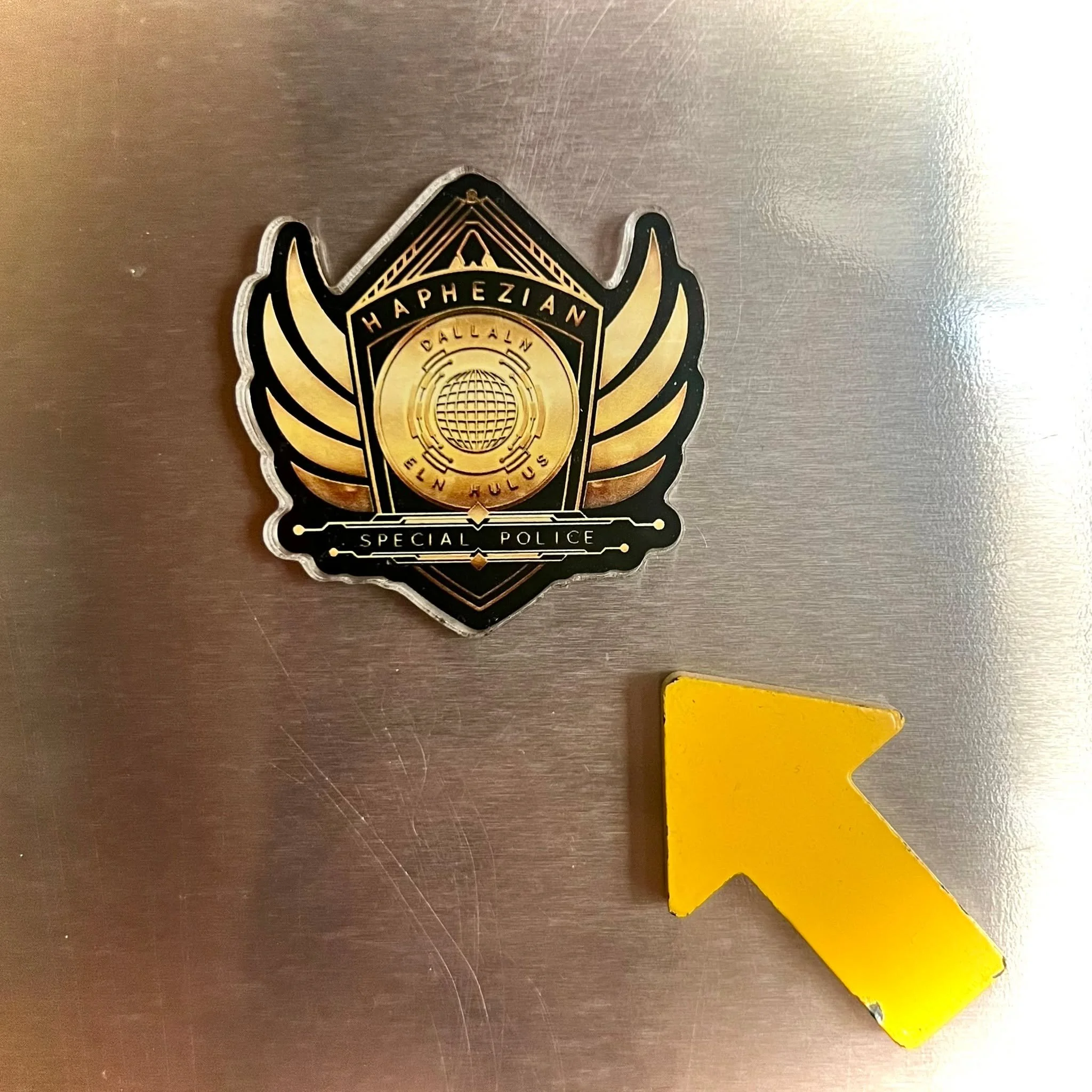 Now available in my direct shop: HSP logo acrylic magnets! These magnets feature the same black and gold design as the die-cut stickers and vinyl magnets but include a clear shell coating and measure approximately 2&quot; x 2&quot;. Head to the Merch
