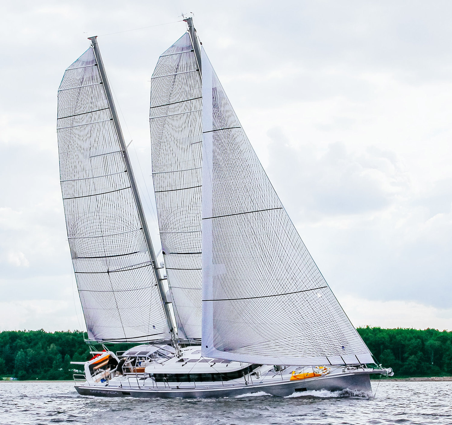 Berckemeyer Yacht Design's 70-foot schooner with full-batten Spectra Tape-Drive mains and a roller/reefing genoa. Photo courtesy Berckemeyer Yacht Design